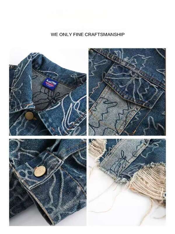 Perforiran džins z metuljčki in žakard vzorcem za moško pomladno in jesensko ulično modno znamko_voghion.com