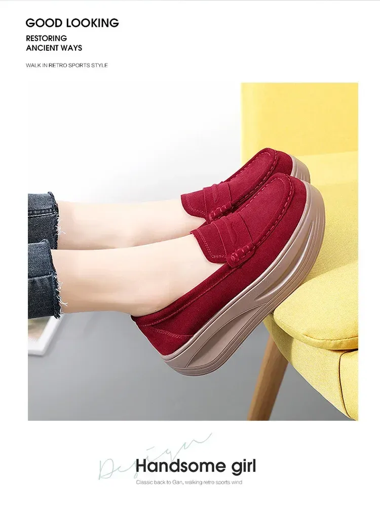 Wedge Casual Sneakers For Women Non-slip Soft Soled Platform Shoes_voghion.com