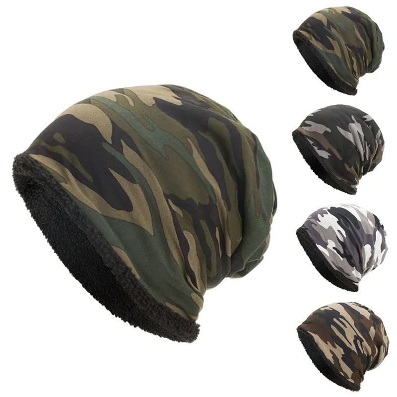 Baskenmützen Stilvolle Outdoor-Kappe Balaclava für Männer und Frauen Camouflage Baumwolle Plus Veet Hut Warm Herbst Winter Fahrrad_voghion.com