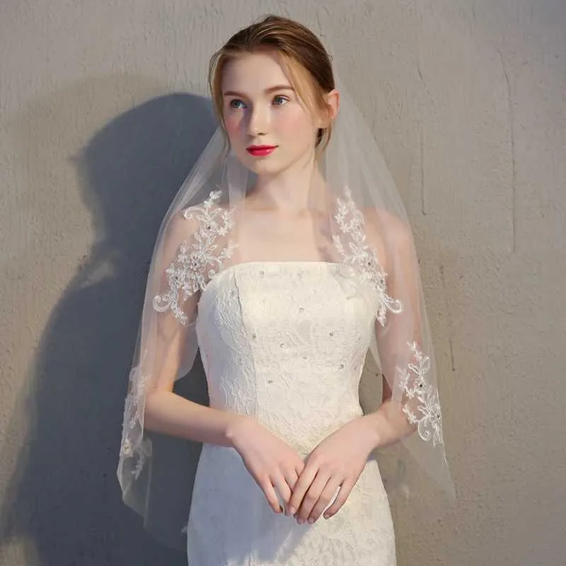 Gioielli per capelli, elegante velo da sposa in pizzo, pettine, regalo per damigelle d'onore, applique con diadema beige._voghion.com