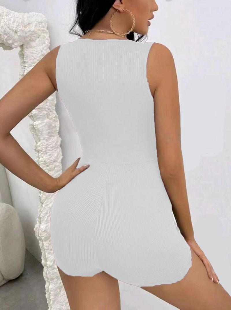 women's clothing solid color vest v-neck tight sexy jumpsuit_voghion.com