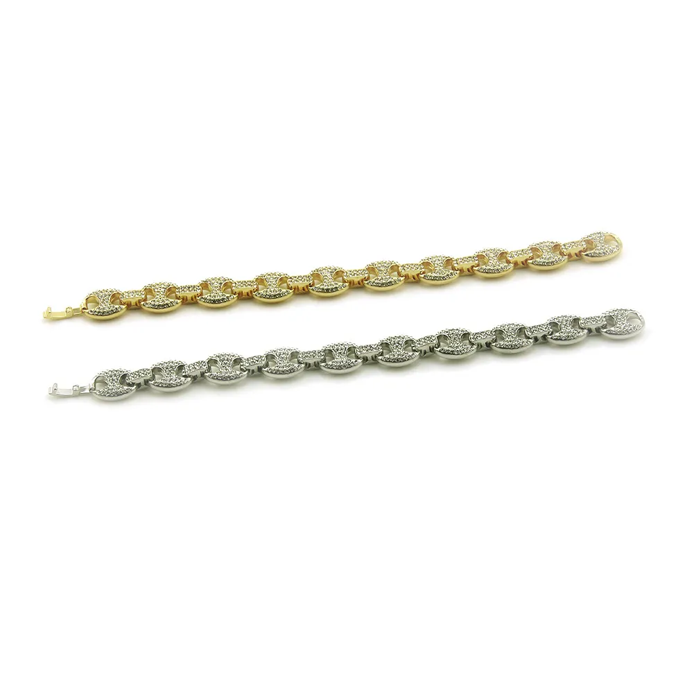 Bracciale uomo catena a chicco di caffè placcato oro gioielli_voghion.com