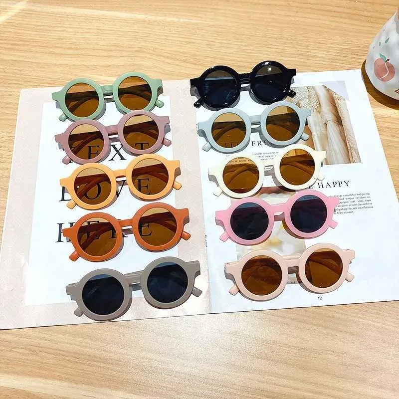 Designer Free Children's Color Round Frame Light PC Cute Small Face Sunglasses For Kids SYRR_voghion.com
