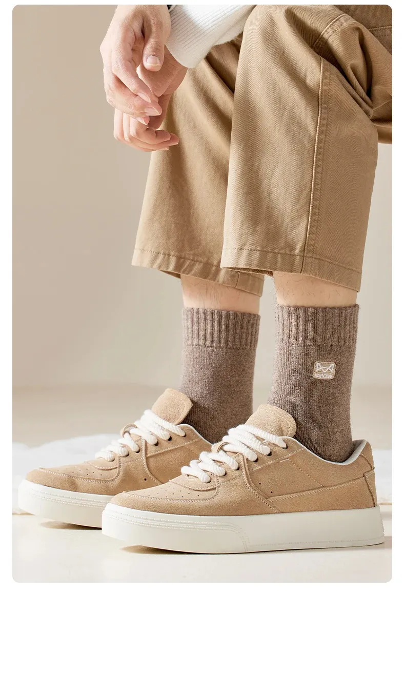 MiiOW Merino Wool Mens Inverno Spessi Freddi Resistenti Cashmere Lunghi Stivali da Neve Retro Marrone Calzini Asciugamano Caldi 241206_voghion.com
