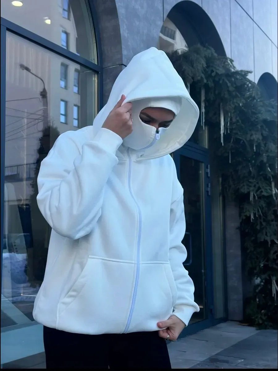 Men's Hoodie With Full Zip And Balaclava Design_voghion.com