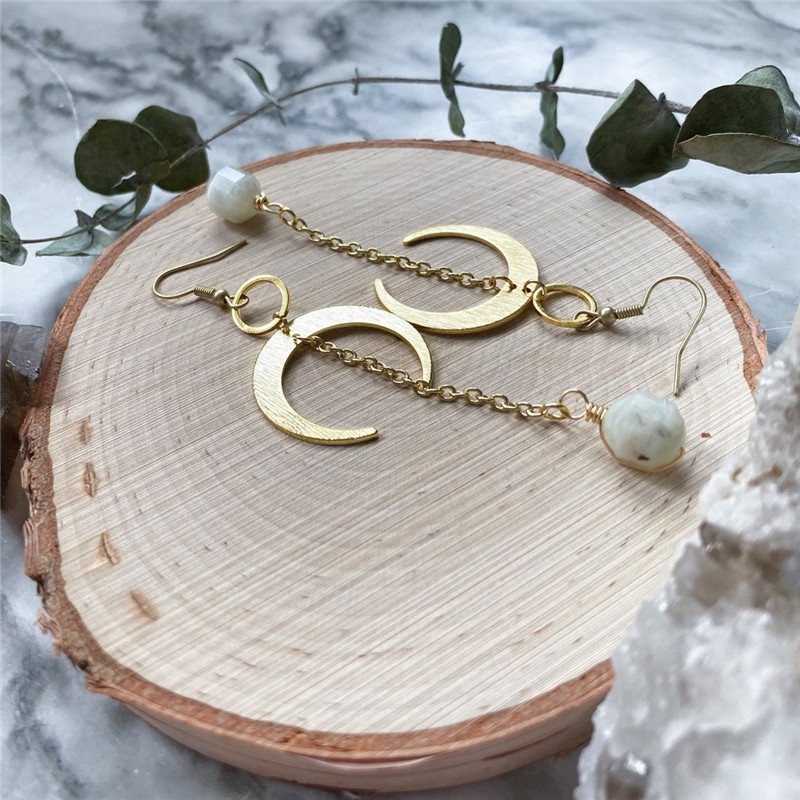 Orecchini Agata + Orecchini pendenti a mezzaluna placcati in argento o oro_voghion.com