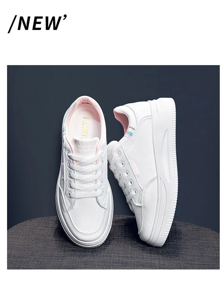 Women's Versatile Board Shoes Breathable White Trainers_voghion.com