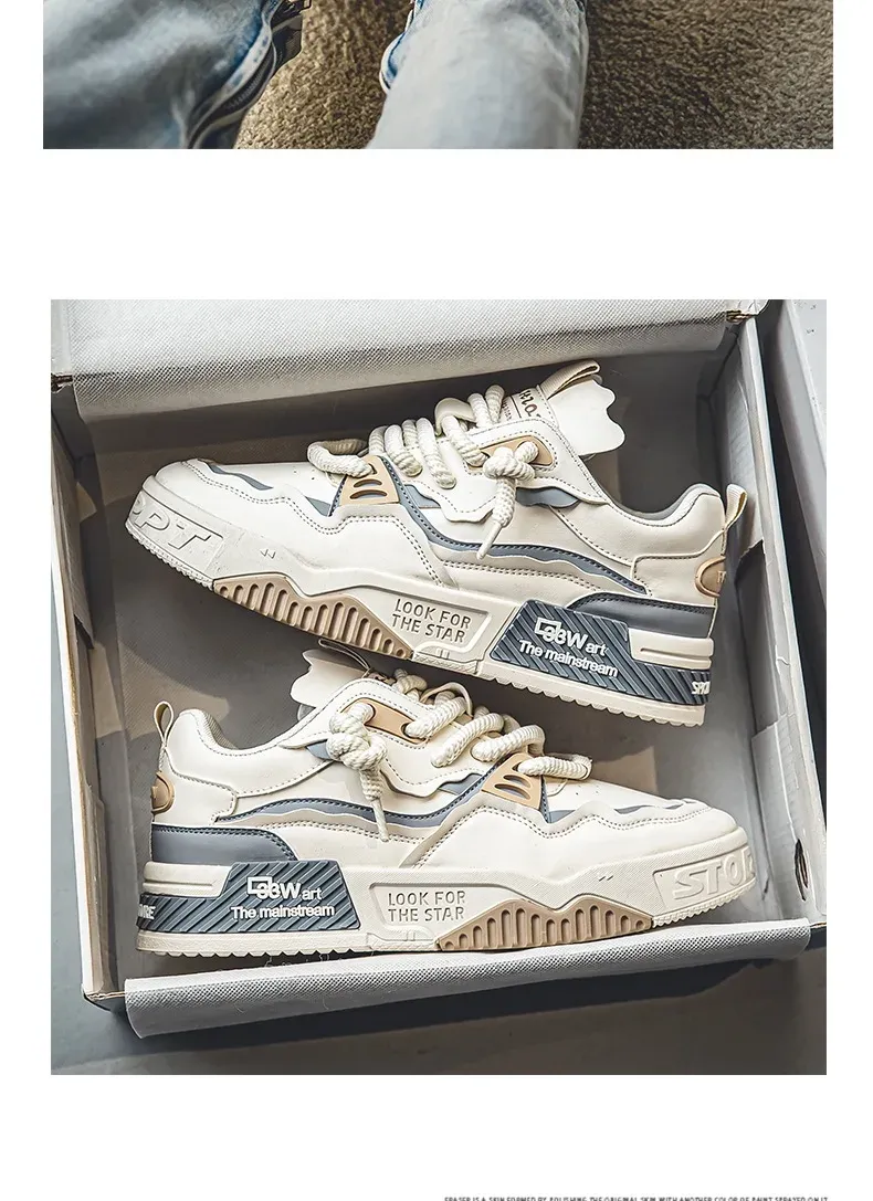 Men's Easy To Clean Skateboard Shoes, Good Grip, Breathable Lace Up Sneakers, Men's Shoes 2024_voghion.com