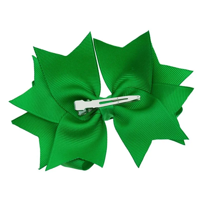 5 Inch Large Boutique 12 Bulk Colorful Solid Ribbon Grosgrain Bow With Clips For Kids Girls Hair Accessories_voghion.com