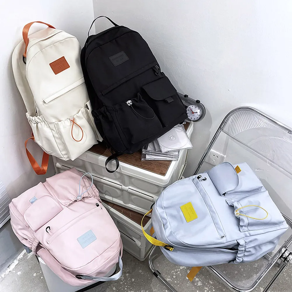 Zaino scolastico grande capacità, zaino da viaggio per studenti universitari, semplice zaino in nylon con tracolla, per ragazzi e ragazze, con cerniera._voghion.com