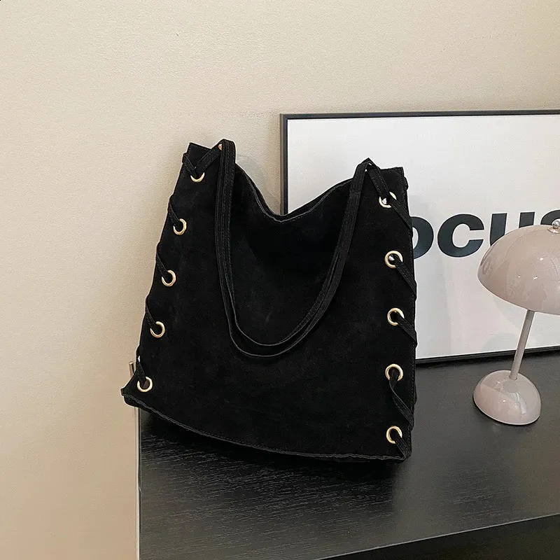 Ladies Handbags Brown Bags Tote Suede Leather Shoulder Women Top Handle Bag Female Sac A Main 240924_voghion.com