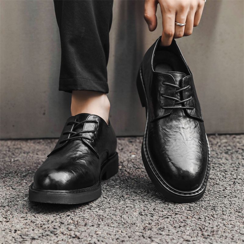 Nové business casual šaty s vrstvou hovězí kůže, pohodlné černé, svatební, pánské malé kožené boty_voghion.com