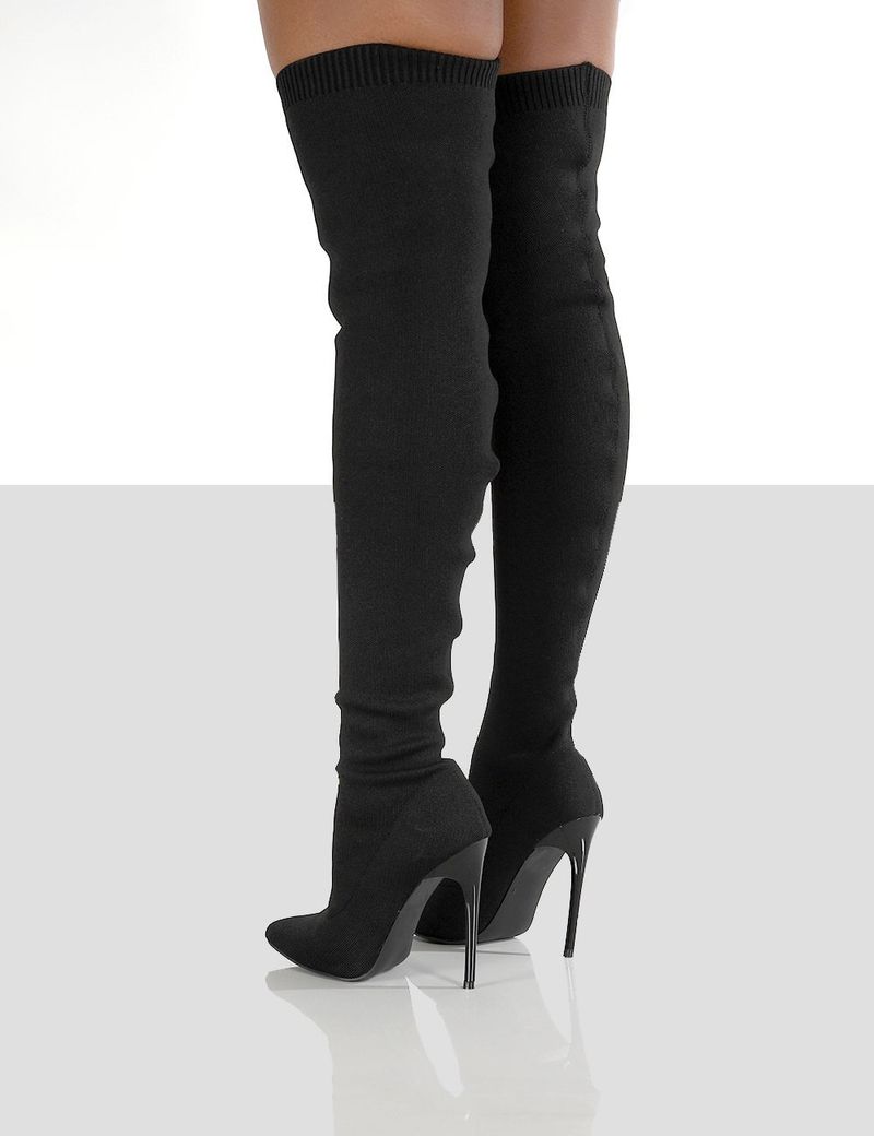 Große gestrickte sexy Stilettos neue Ins Overknee-Socken Stiefel_voghion.com
