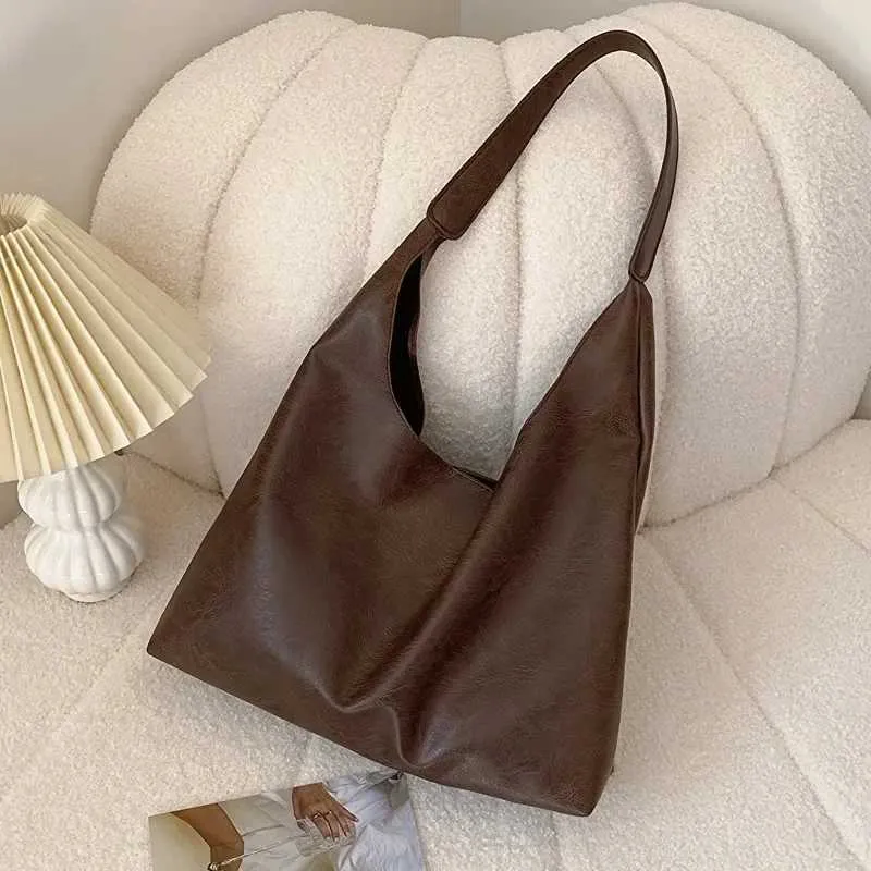 Leichte PU-weiche Leder große Kapazität Damen Schulter Unterarm Schnalle Casual Style Make-up Tasche Y241123_voghion.com