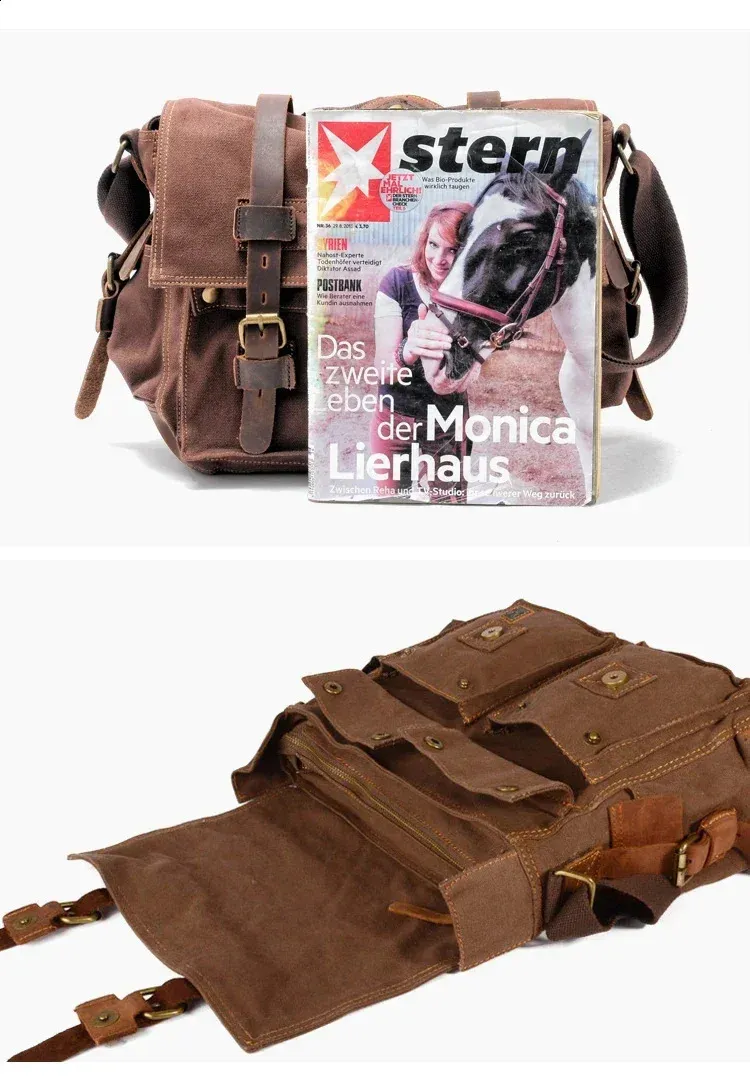 Sacoche en toile et cuir pour homme Will Smith, grand sac à bandoulière, sacoche pour ordinateur portable, sac à main de voyage 240824_voghion.com