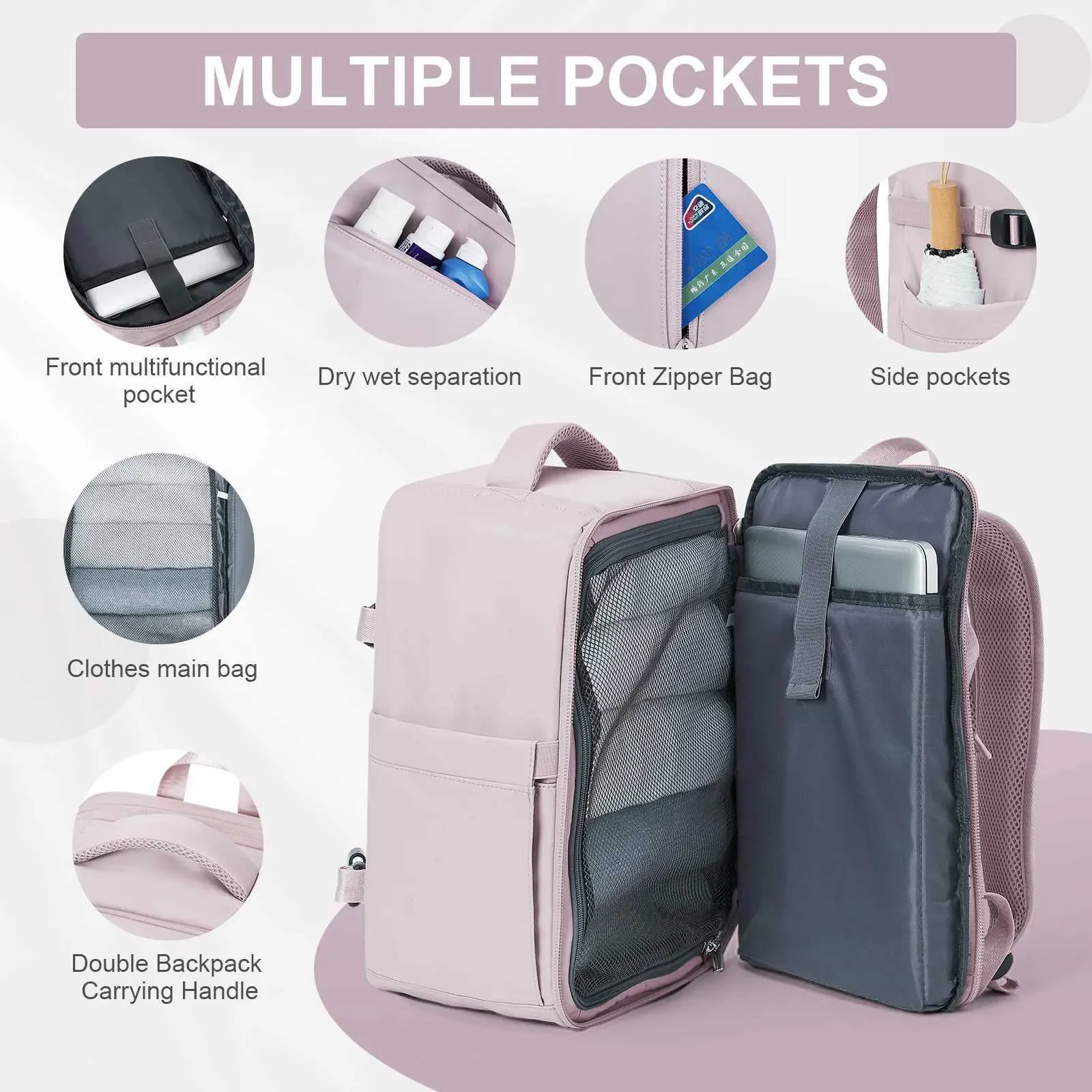 Womens Suitcase Cabin Aircraft Ryanair 40x20x25 Airplane Travel Bag Men Laotop Backpack Wizzair Carry OnC241031_voghion.com