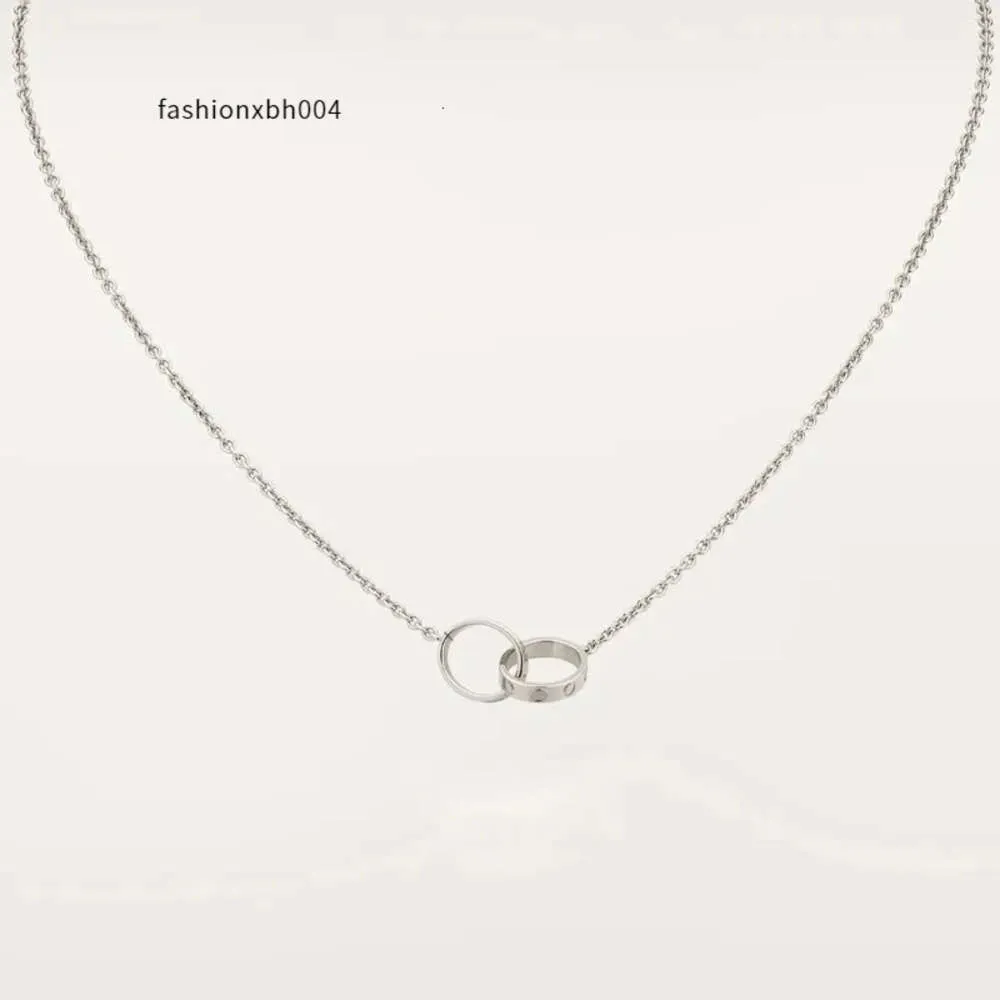 new classic design double loop charms pendant love necklace for women girls 316L titanium steel wedding jewelry collares_voghion.com