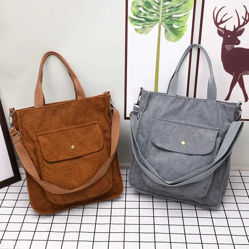 Corduroy Shopper Tasche Für Damen Designer Schultertasche Studentin_voghion.com