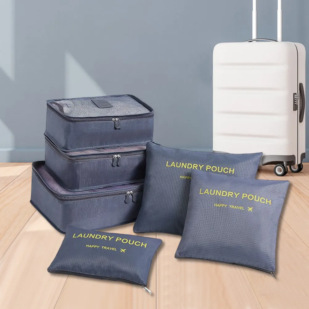 6pcs/set Travel Cases Thickening Lage Storage Bag Waterproof Foldable Space Saving For Family Vacation Skiing Camping_voghion.com