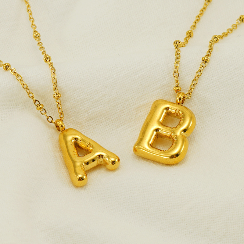 A-Z Initial Letter Necklace for Women Hypoallergenic Stainless Steel Alphabet Pendant Necklaces Jewellery Gifts