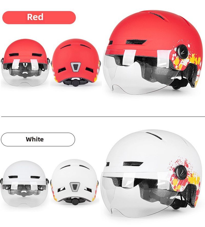 Factory Wholesale Electric Four Seasons Universal Bicycle Mountain Bike Riding Helmet With Goggles Taillight_voghion.com