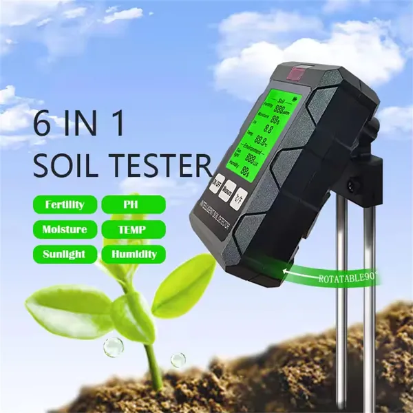 6-in-1 Soil Tester For Fertility Ph Temperature Sunlight Humidity_voghion.com