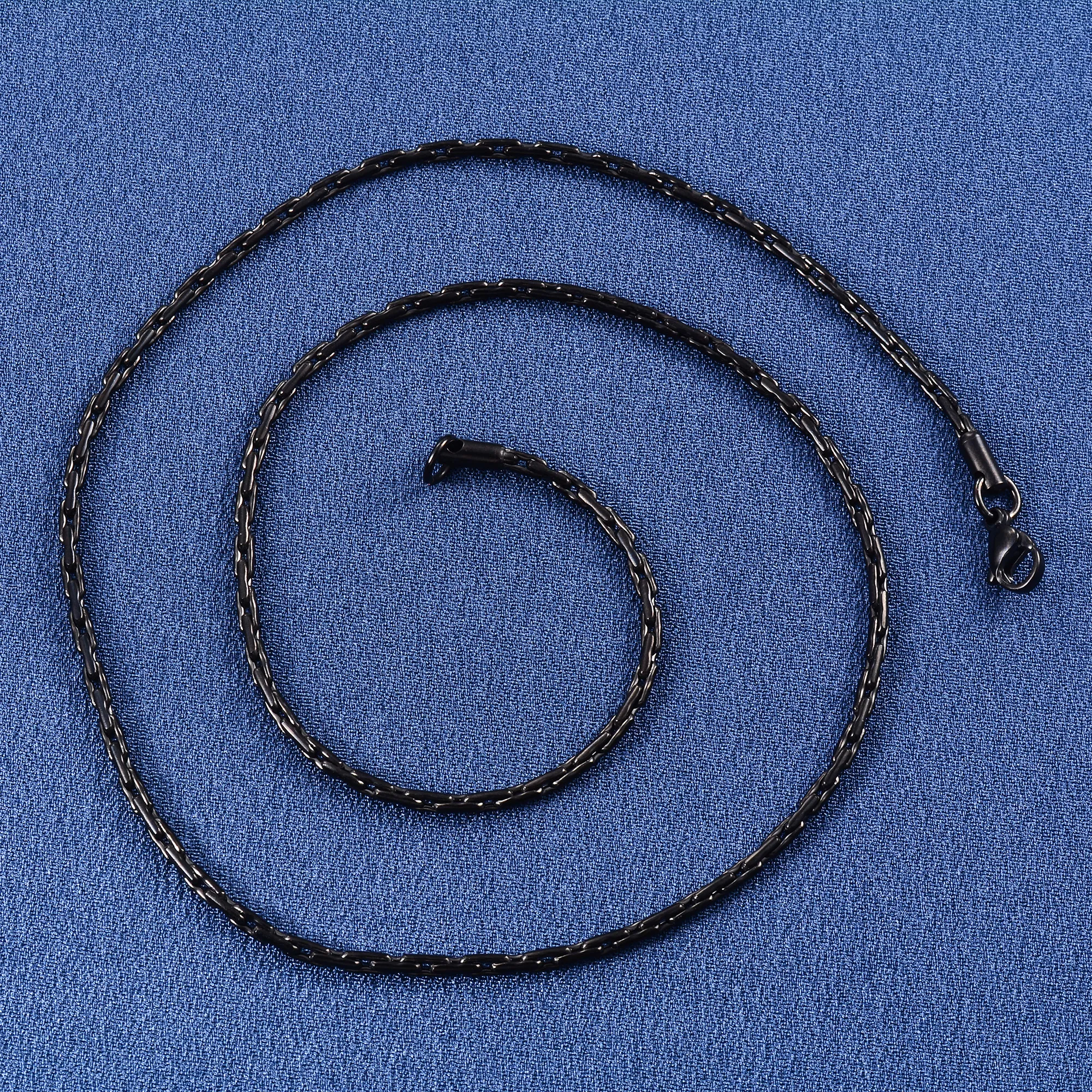 Collana a catena in acciaio inox nero da donna minimalista_voghion.com