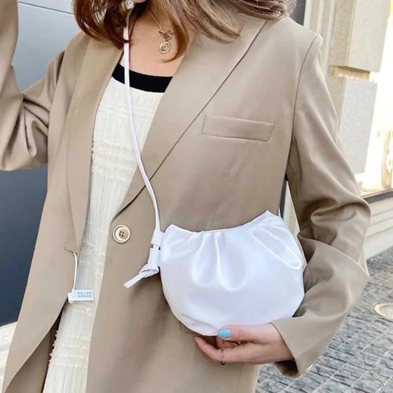 Módní dámská ramenní taška, nový příjezd, crossbody, jednobarevná, skládaný design, dámská mini zipová taška přes rameno, Cloud Bag_voghion.com