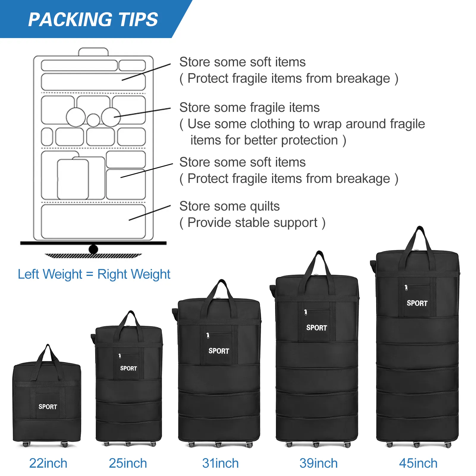 Expandable Suitcase Foldable High Quality Rolling For Travel Business Large Capacity Lage Storage Bag_voghion.com