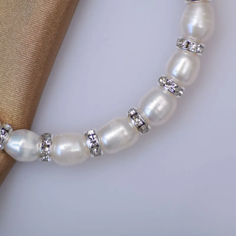 Bracelets à maillons en perles d'eau douce naturelles, bracelet élastique de couleurs mélangées, de haute qualité, fait à la main, élégant, à la mode pour femmes_voghion.com