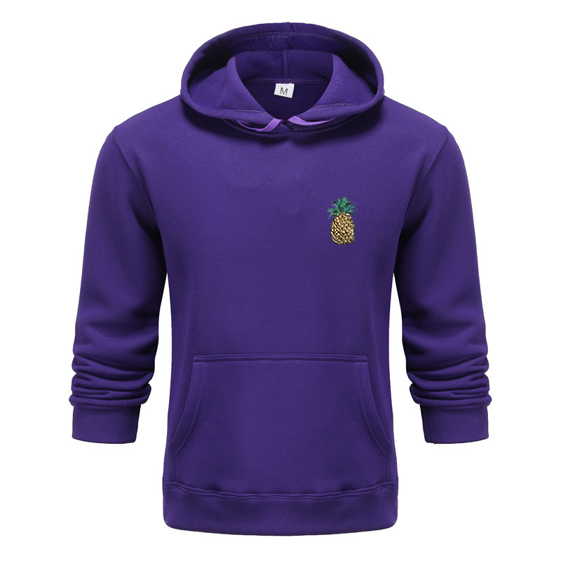 Sügise ja talve noorte kapuutsiga ananassiprindiga meeste pullover vabaaja kapuutsiga_voghion.com