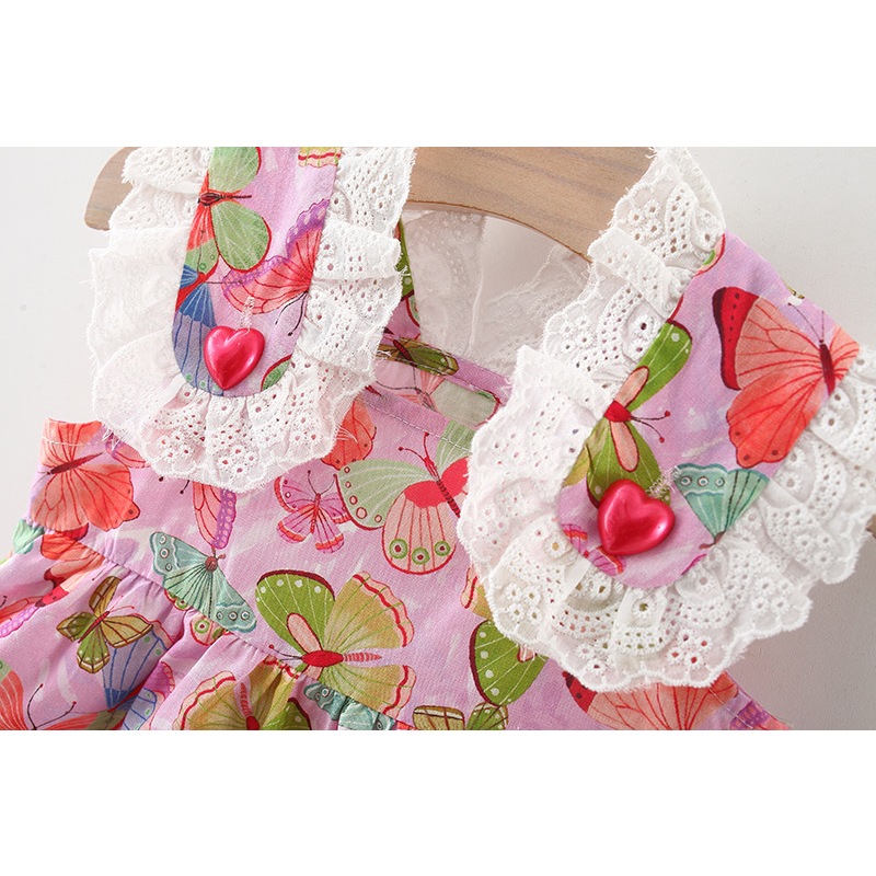 Vestito da neonata in cotone con stampa a farfalla in pizzo estivo_voghion.com