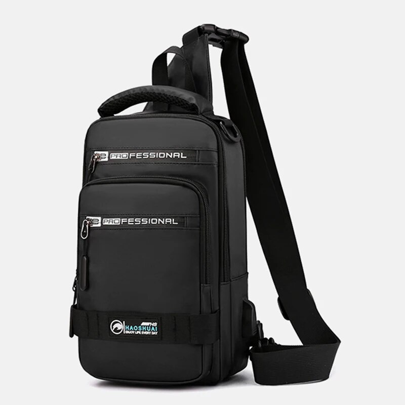 Mode Nylon Rucksack Daypack Männer Cross Body Brust Taschen Pack mit USB Lade Port Reise Männlichen Knapsack Rucksack_voghion.com