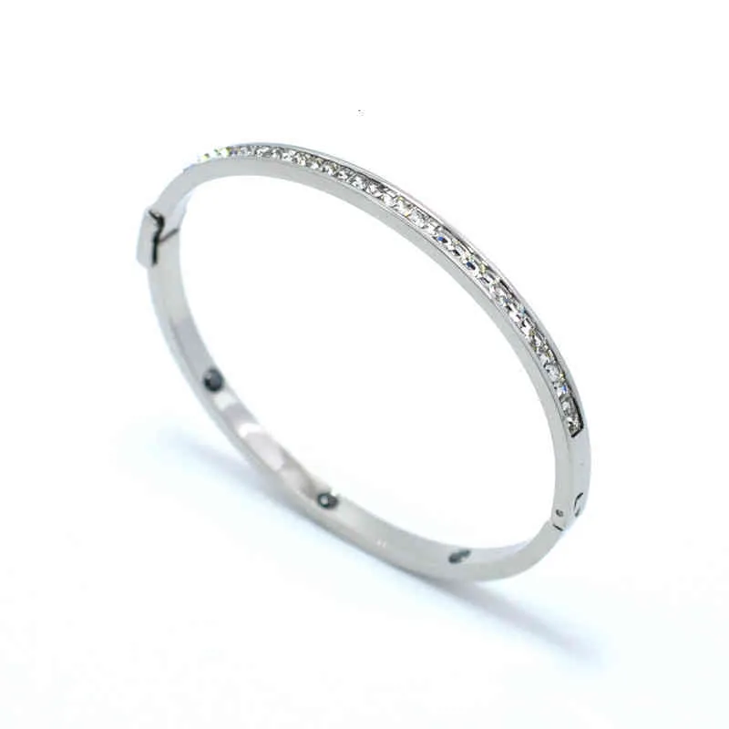 Classic Brand Thin Row Cubic Zircon Crystals Bracelets & Bangles For Women Stainless Steel Lover Pulseiras Wedding Gift_voghion.com