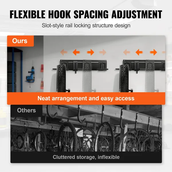 VEVOR Bike Storage Rack, 6 Bike Racks And 3 Helmets Hooks, Wall Mount Bike Storage Hanger, Home &amp; Garage Organizer, Customizable For Various Bik_voghion.com