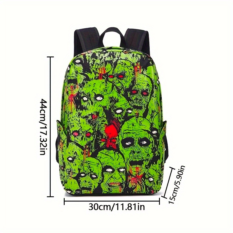 Ghost Skull Print Luminous Horror Night Computer Laptop Backpack Halloween Canvas School Bag for Carnival Mardi Gras_voghion.com