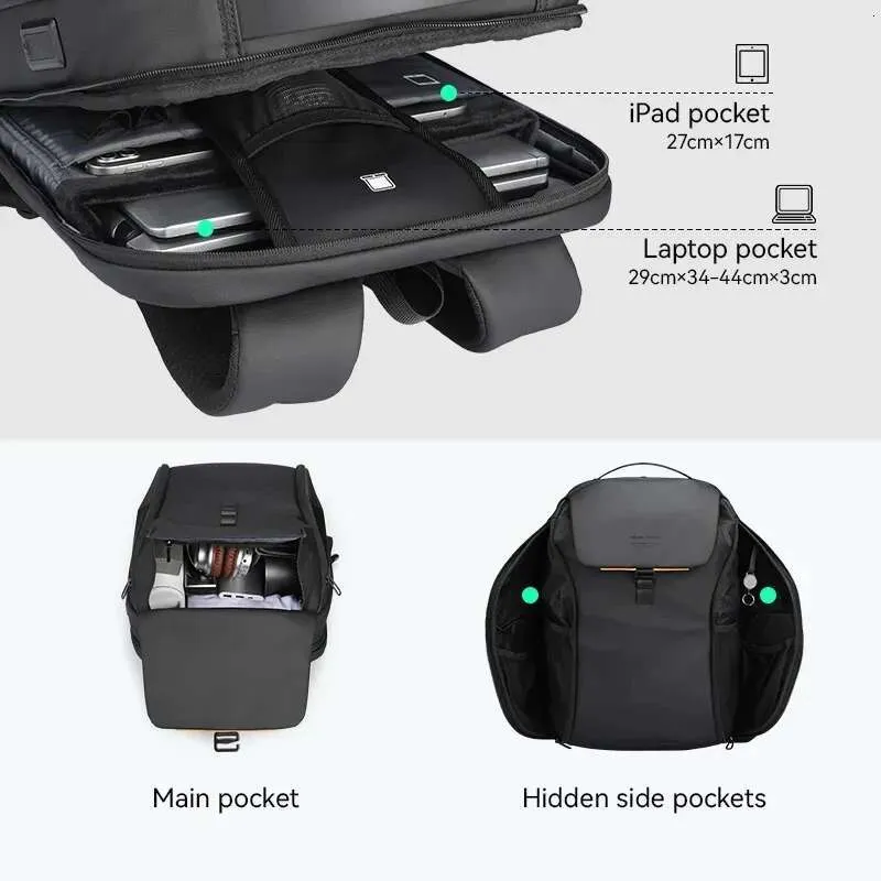 Zaino per laptop da 15,6 pollici impermeabile di qualità da uomo, modello Mark Ryden, borsa da viaggio urbana da uomo, zaini scolastici_voghion.com