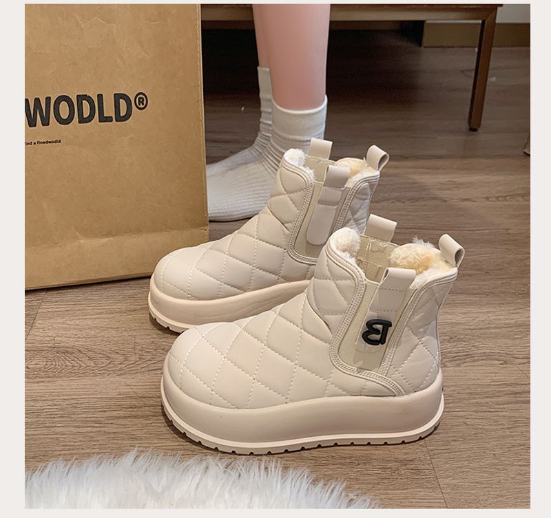Damen Schnee Winter 2024 neue Baumwolle mit Veet verdickte Oberbekleidung Schuhe kalte und rutschfeste Stiefel_voghion.com
