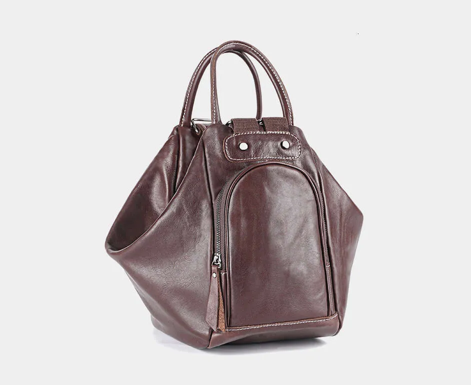 Sac à dos transformable en cuir véritable pour femme Zency 2024 Sac à bandoulière design Rucack Grandes poches pour voyage_voghion.com