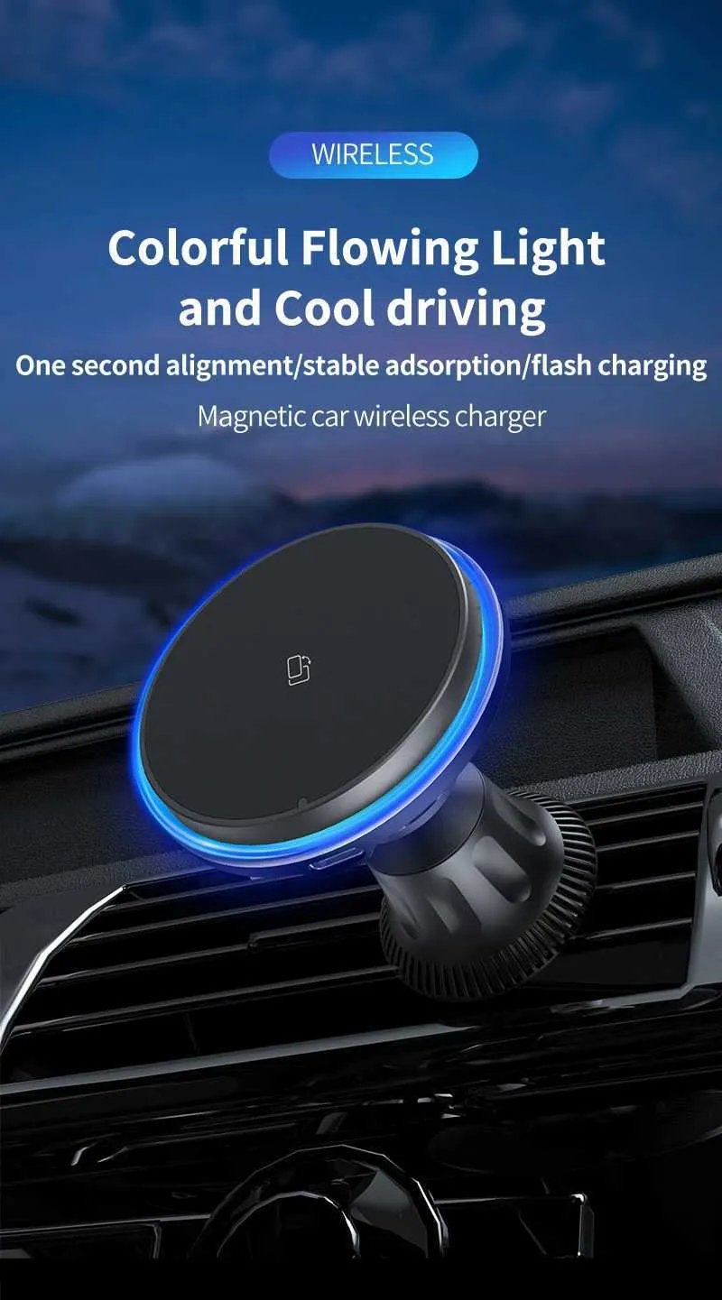 RGB Drahtlose Ladegerät Geeignet Für IPhone 12 13 15 Pro Max Mini Magnetische Auto Telefon Stand Halterung Installation Schnell_voghion.com