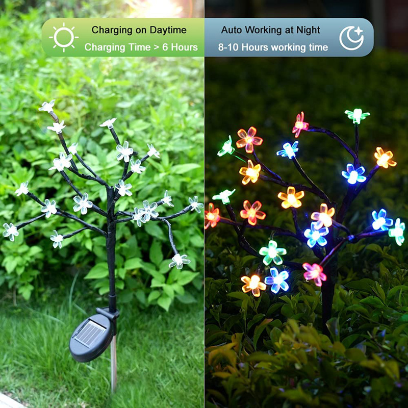 2er Pack Solargaartluuchten Outdoor 20 LED Kiischtebléieblummen Solarblummenluucht Waasserdicht fir Gaart Terrass Landschaftswee Fousswee_voghion.com
