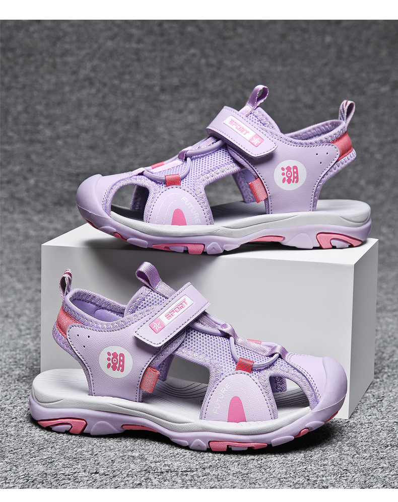 Sandalen mit Kopf für Kinder, Collision Hollow Out 2024 Sommer Student Anti-Rutsch-Strandschuhe für Mädchen mit weicher Sohle_voghion.com