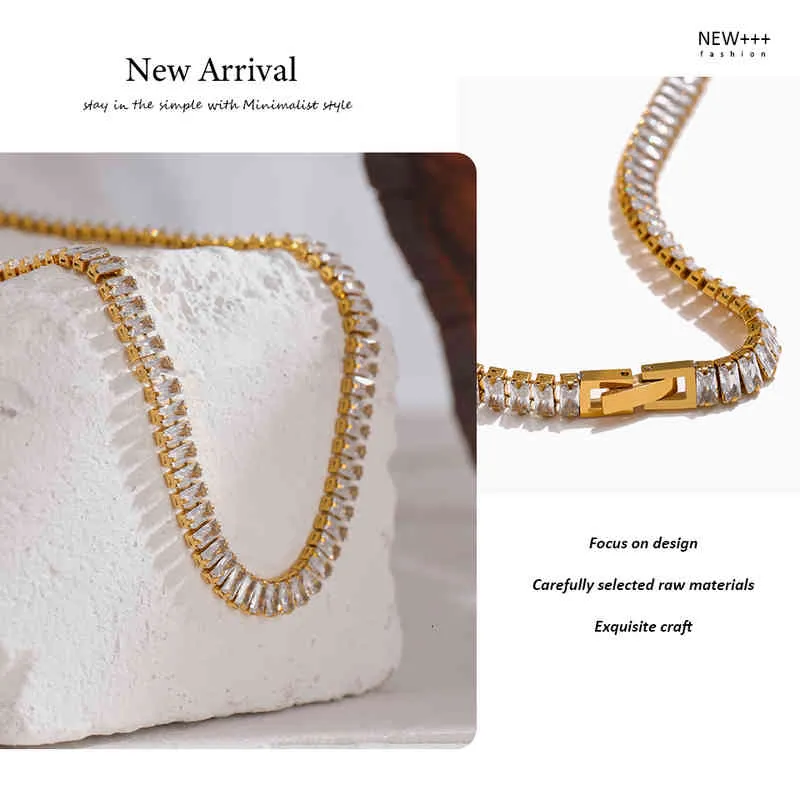 Collana in acciaio inossidabile 316l Yhpup con zirconi cubici lucidi, regalo di nozze per donna 2022_voghion.com