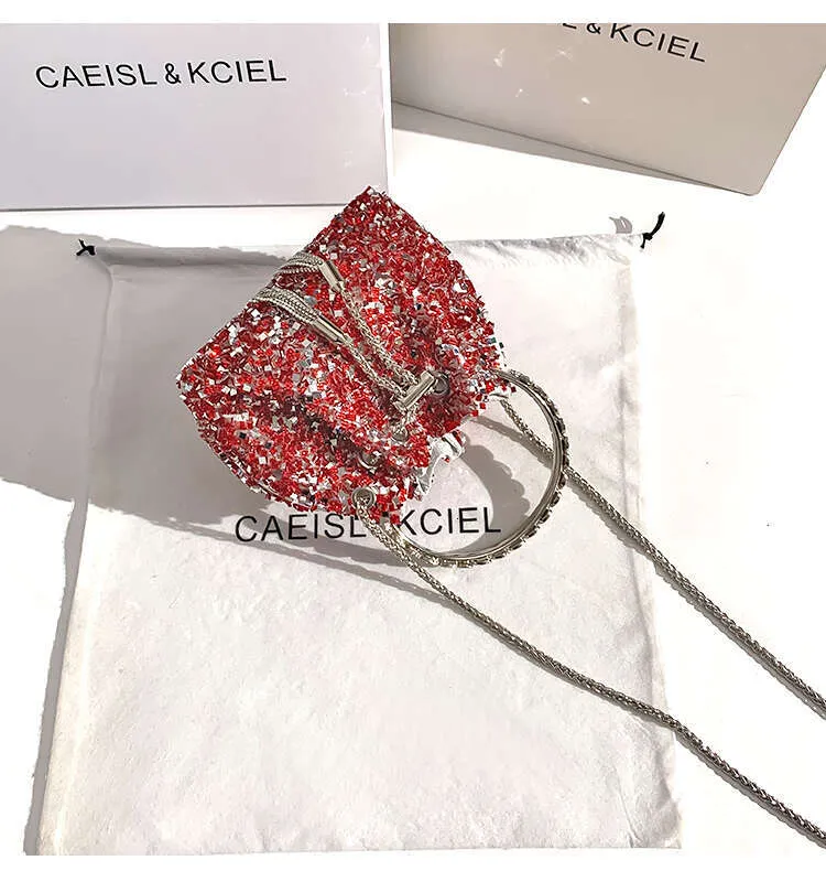Metall Handheld Damen Handtasche Glitter glänzende Pailletten Abend Kupplung Hochzeit Party Eimer Geldbörse Schulter Messenger Bag_voghion.com