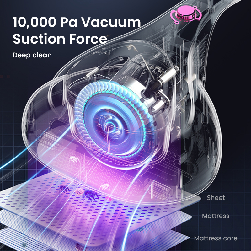 Ultraviolet Mite Removal Instrument 10000PA Vacuum Cleaner Cordless Handheld Vacuum For Mattress Sofa Detachable Filter_voghion.com