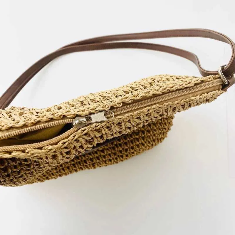 Sac à bandoulière tissé en paille pour l'été, sac à main de grande capacité pour les vacances à la plage, le shopping, les messages_voghion.com
