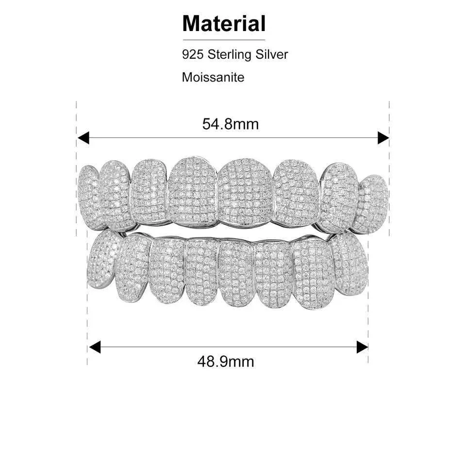 mouth Grills Exclusive Customization Moissanite Teeth Grillz Iced Out Hop Sier Decorative Braces Real Dia Bg Tooth_voghion.com