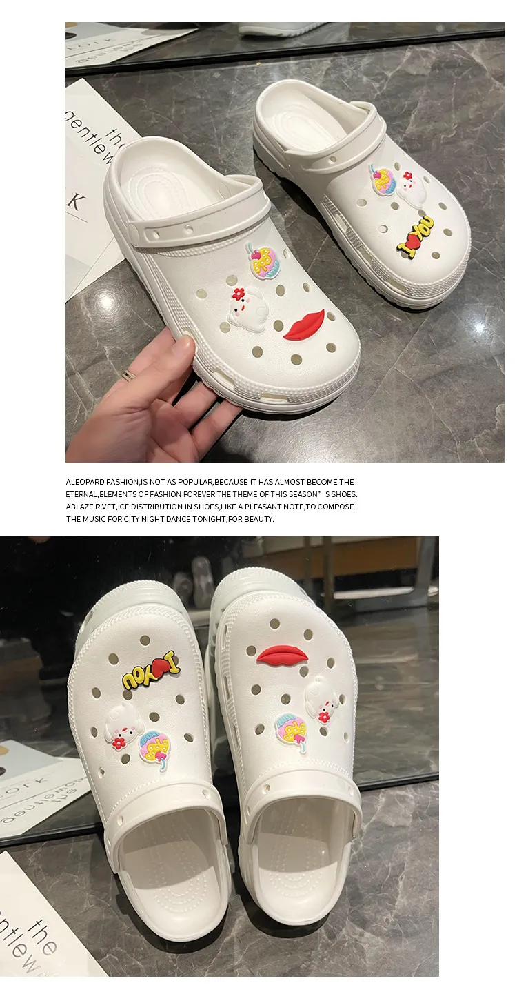 New Thick Sole 2024 Summer Cute Beach Hole Shoes with Feet Feeg Cool Bathroom Anti slip and Odor Prevention Free_voghion.com