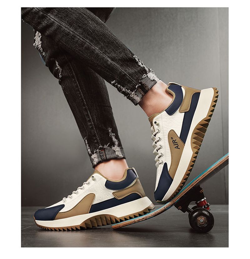 Atmungsaktive Sneakers Mode Dick gepolsterte Laufschuhe mit dicker Sohle Student Herrenschuhe_voghion.com