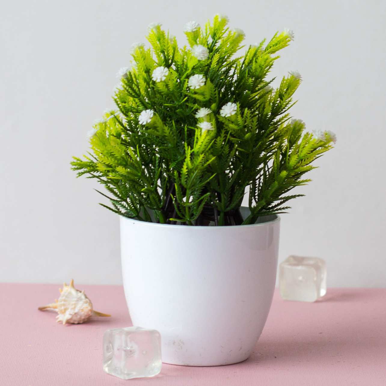 Simulation flower potted ornaments plastic 37 mesh baby's breath bonsai simulation pine tree indoor plant ornaments decoration_voghion.com